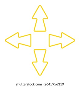 Navigation arrow icon. Outline arrows pointing in four directions. Represents control, positioning, orientation, or spatial interface navigation.