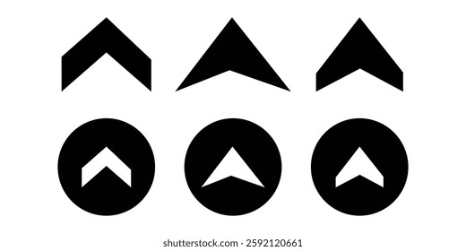 Navigation arrow icon. sweep up arrow icon vector on white background