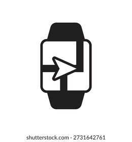 Navigation arrow on map for digital wrist watch screen