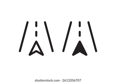 Navigation arrow on road path icon set Vector