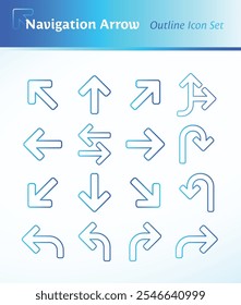 Navigation Arrow Outline Icon Set