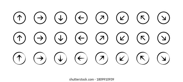 Navigation arrow set isolated icon. Control button for app and wab design, vector illustration