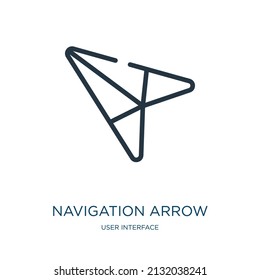 navigation arrow thin line icon. arrow, up linear icons from user interface concept isolated outline sign. Vector illustration symbol element for web design and apps.