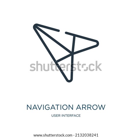 navigation arrow thin line icon. arrow, up linear icons from user interface concept isolated outline sign. Vector illustration symbol element for web design and apps.