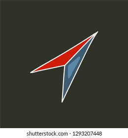 navigation arrow vector. hand drawn icon. compass tool illustration. editable stroke.