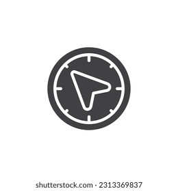 Navigation arrow vector icon. filled flat sign for mobile concept and web design. Compass direction glyph icon. Symbol, logo illustration. Vector graphics