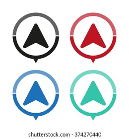navigation arrow - vector icon; map pointer;  message bubble
