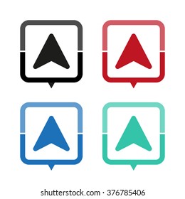 navigation arrow - vector icon; map pointer;  message bubble