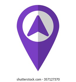 navigation arrow - vector icon;  violet map pointer