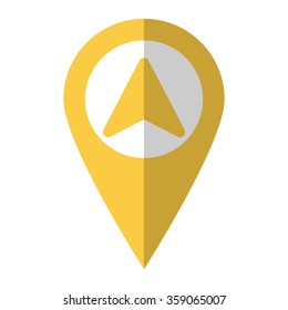 navigation arrow - vector icon;  yellow map pointer