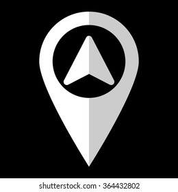 navigation arrow - white vector icon;  map pointer