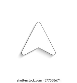 navigation arrow - white vector icon  with shadow
