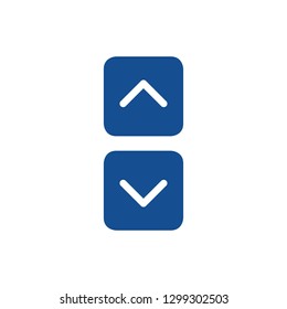 Navigation Arrows up and down symbol web 2.0 internet round square buttons. Vector illustration isolated on white.