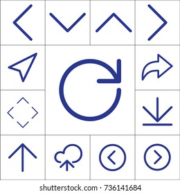 Navigation arrows isolated flat vector icons set