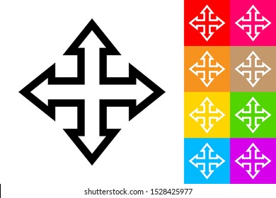 Navigation Arrows. Line Icon With Different Color Background.
