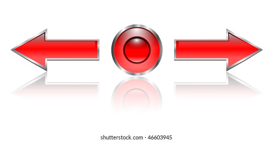 Navigation arrows, red glossy with shadow