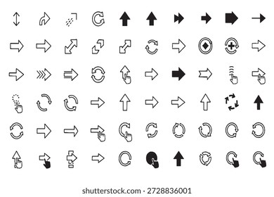 Navigation Arrows and Refresh Cursor Icon Set on White Background