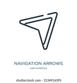 navigation arrows thin line icon. arrow, up linear icons from user interface concept isolated outline sign. Vector illustration symbol element for web design and apps.