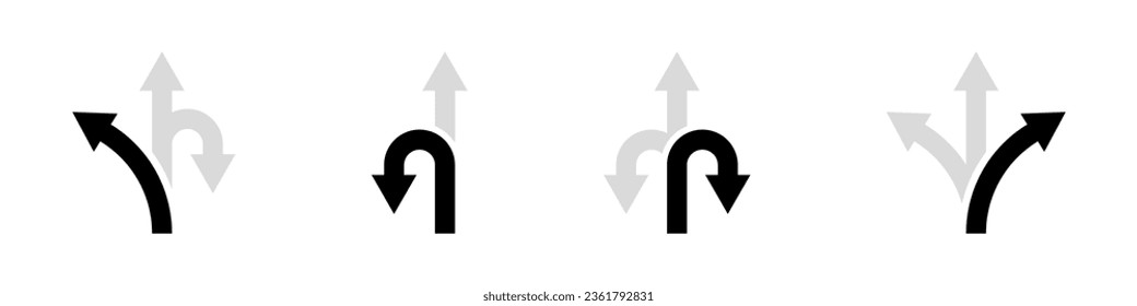 Navigation arrows. Vector navigation arrows set. Signboard icons. Left, right, forward arrows. EPS 10