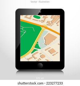 Navigation background with mobile device.