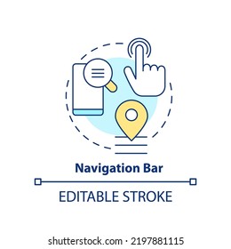 Navigation bar concept icon. Hamburger style menu. Mobile website development abstract idea thin line illustration. Isolated outline drawing. Editable stroke. Arial, Myriad Pro-Bold fonts used