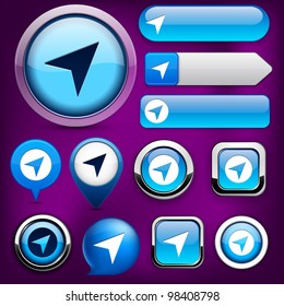 Navigation blue design elements for website or app. Vector eps10.