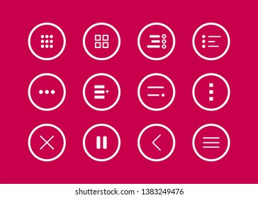 Navigation button. Hamburger menu icons set. Collections mobile buttons menu for apps and web ui. Vector illustration
