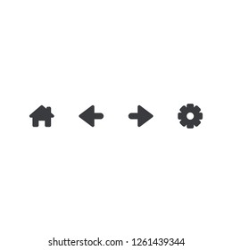 Navigation button icon set. Vector icon. Browser navigation button. Forward back setting home icon