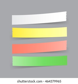 Navigation button. Paper menu option tapes with shadow on the gray background
