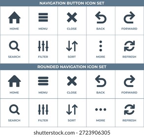 Navigation Button Template Icon Pack for UI Mobile Apps or Website