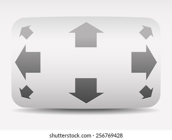 Navigation Button with Vertical, Horizontal and Diagonal Arrows. Gray, minimalistic UI Element