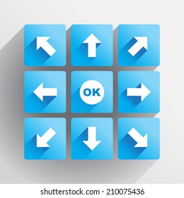Navigation buttons, arrows in the flat style