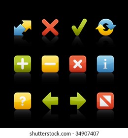 Navigation Buttons Set of icons on black background in Adobe Illustrator EPS 8 format for multiple applications.