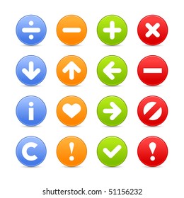 Navigation buttons set of icons with shadow on white background