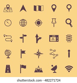 Navigation color icons on yellow background, stock vector