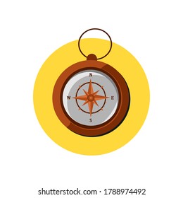 Navigation Compass Flat Icon Illustration Isolated in White