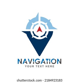 Navegación o brújula. Sistema de posicionamiento global con coordenadas GPS. Estilo plano