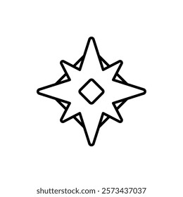 navigation compass icon, line vector isolated on white background. trendy and modern design