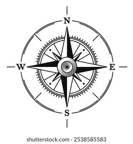 Navigation Compass Icon on White Background. Vector