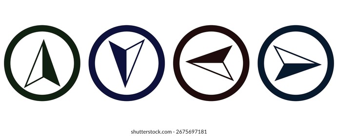 "Navigation Compass Icon Set – Nautical Marine Travel and Direction Symbols in Line and Outline Style Vector Illustration"