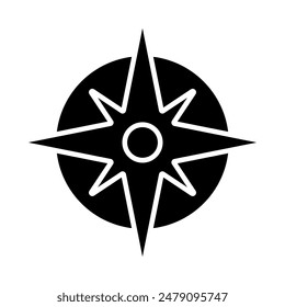 navigation compass icon, silhouette vector isolated on white background. simple and modern design