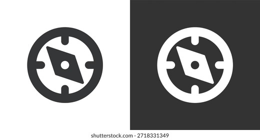 Icono de la brújula de navegación. Icono de la serie de glifos sólidos