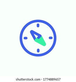 Navigation, compass icon vector, filled flat sign, Compass bicolor pictogram, green and blue colors. Symbol, logo illustration