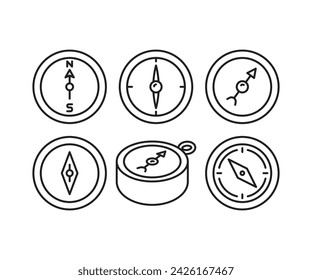 navigation compass icons set vector illustration