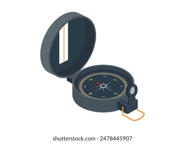 Navigation compass in isometric view. Simple flat illustration.