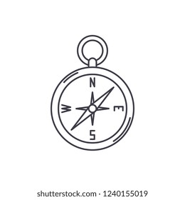Navigation compass line icon concept. Navigation compass vector linear illustration, symbol, sign
