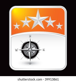 navigation compass on orange star background