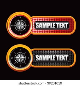 navigation compass on red and black checkered banners