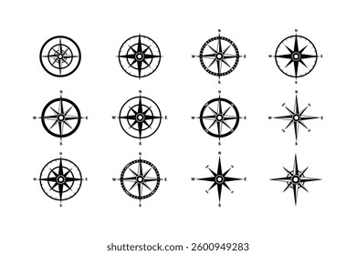 Navigation Compass Vector Icon Set