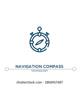 navigation compass vector line icon. Simple element illustration. navigation compass outline icon from technology concept. Can be used for web and mobile
